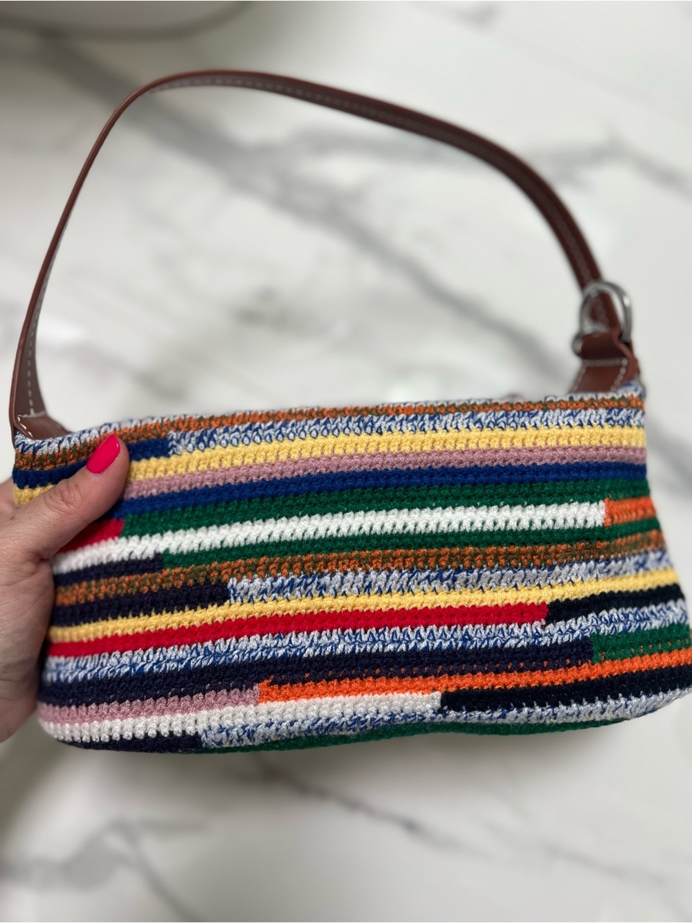 Miu Miu crochet shoulder bag with brown strap - Picture 5 of 7